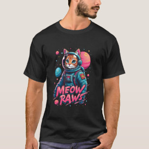 Camiseta Gato Astronauta Meow Raws Espaço Gato Gráfico para