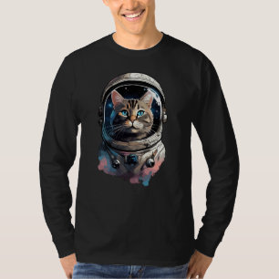 Camiseta Gato Astronauta Na Arte Por Aquarela Espacial
