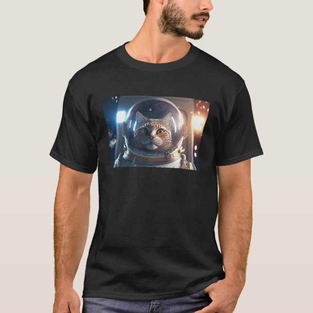 Camiseta Gato Astronauta Profundo No Espaço Cósmico (Frente)