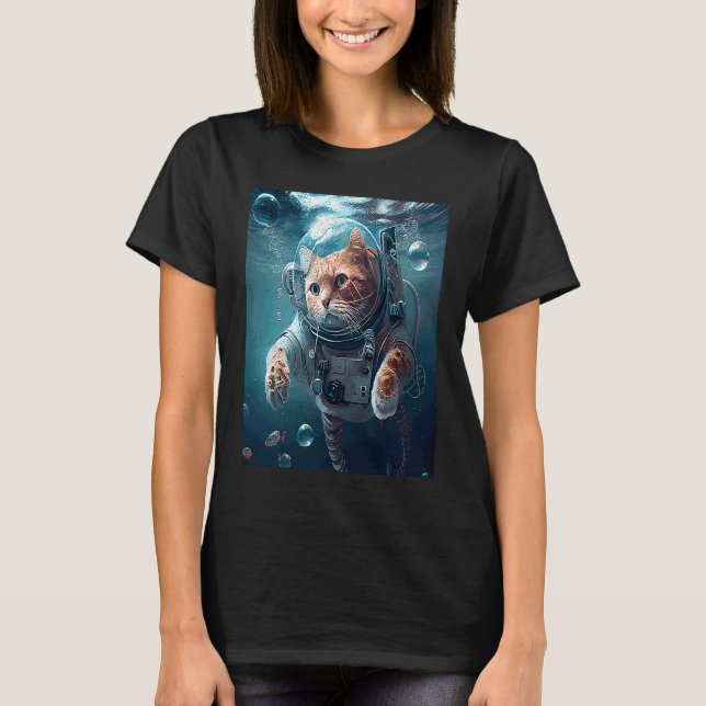 Camiseta Gato Astronauta Subaquático (Frente)