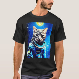 Camiseta gato astronauta Tee gato espacial para ho
