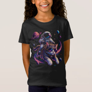 Camiseta Gato astronauta viajando pelo espaço