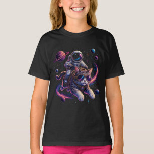 Camiseta Gato astronauta viajando pelo espaço