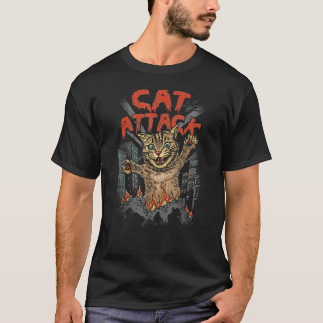 Camiseta Gato Atacando O Gatinho Da Gata Da Cidade (Frente)