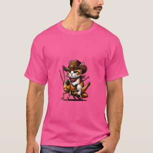 Camiseta Gato Atigrado Laranja Engraçado Montado Em Um Gril