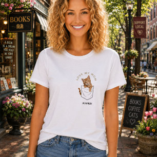 Camiseta Gato Atraente Laranja Tabby no Nome do Bolso