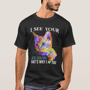 Camiseta Gato Autismo Eu Vejo Suas Verdadeiras Cores É por 