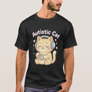 Camiseta Gato Autista Design Amigável ao Autismo Fofinho