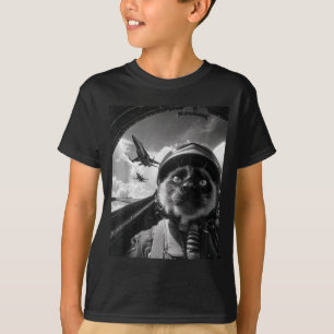 Camiseta Gato Avião Engraçado Jato Piloto Selfie Siamesa Lu