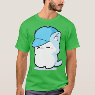 Camiseta Gato Azul de Gato Smurf em um Boné Azul