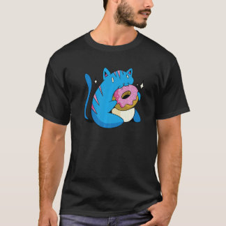 Camiseta Gato Azul E Donuts