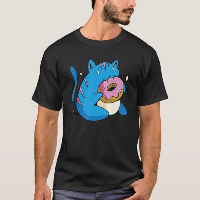 Camiseta Gato Azul E Donuts (Frente)