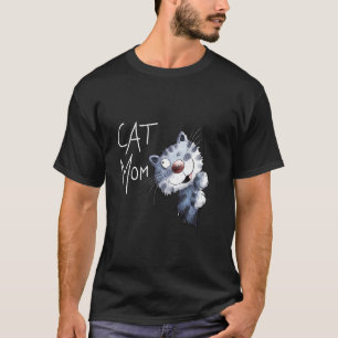 Camiseta Gato Azul Engraçado Desenho Animado Gatinho Fofo A