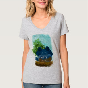 Camiseta Gato Azul Fluffy escondido