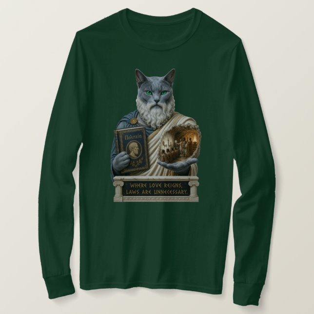 Camiseta Gato Azul Russo Plato (Frente do Design)