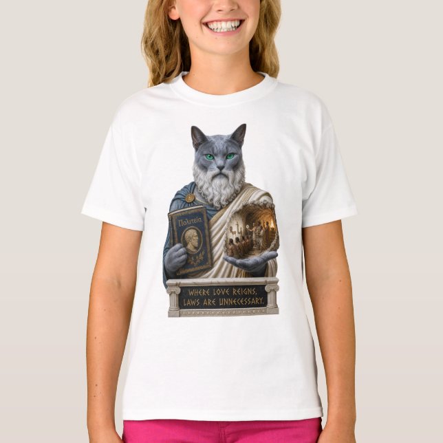 Camiseta Gato Azul Russo Plato (Frente)