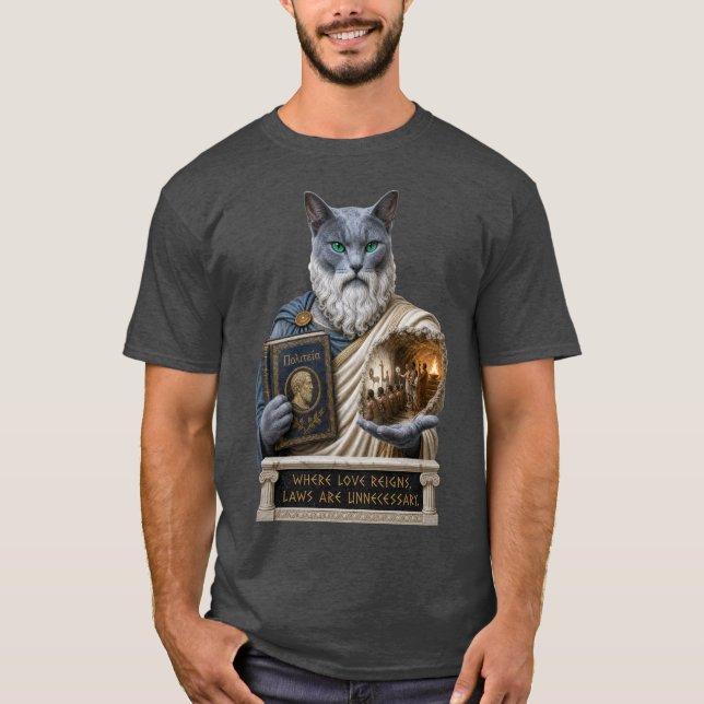 Camiseta Gato Azul Russo Plato (Frente)