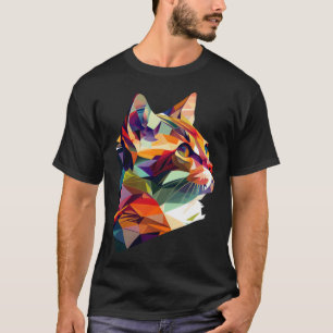 Camiseta Gato Baixa Aquarela Fofo Multicolorido Para Gato M