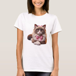 Camiseta gato balinês com arco rosa