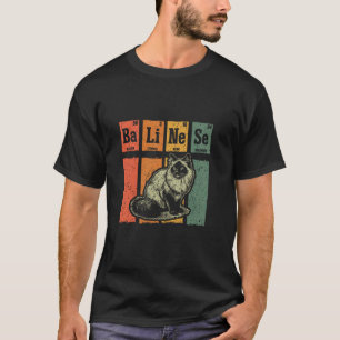 Camiseta Gato Balinês Retro Amante Elementos Periódicos Bal