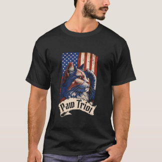Camiseta Gato Bandeira dos EUA Dono de Pet - Felino Gatito 