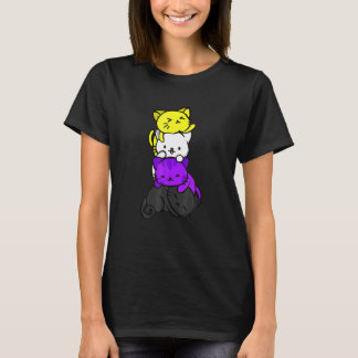 Camiseta Gato Bandeira LGB Não Binário Gatos Mês do Orgulho