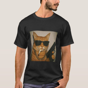 Camiseta Gato Bandido Engraçado Fumando Meme Retro Geração