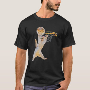 Camiseta Gato Basquetebol Arremesso Engraçado Fã de Esporte