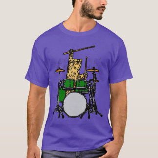 Camiseta Gato baterista Amante da música Músico Tocando bat