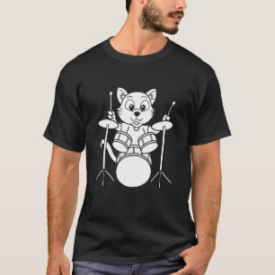 Camiseta Gato baterista citação gato Tocando Bateria cool P