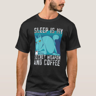 Camiseta Gato Bebendo Café Cansado Preciso de Café