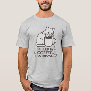 Camiseta Gato Bebendo Café Motivado Por Café E Sabedoria