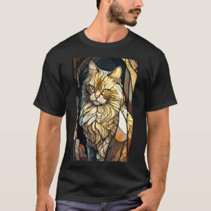 Camiseta Gato Bege Vidro Pintado