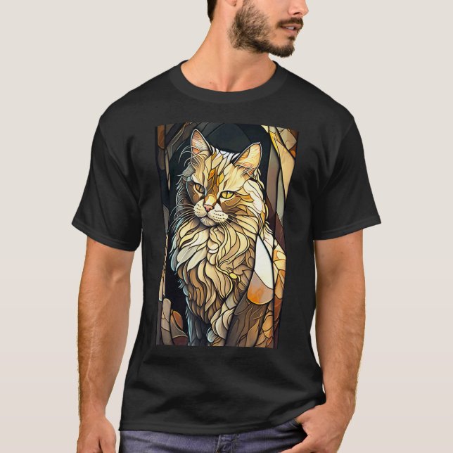 Camiseta Gato Bege Vidro Pintado (Frente)