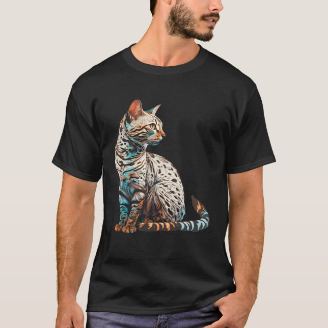 Camiseta Gato Bengal Cor Variada Mãe Senhora (Frente)