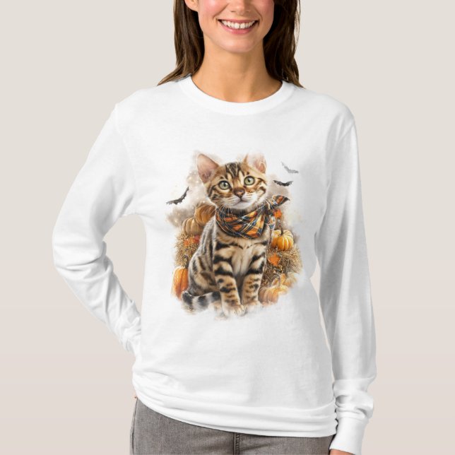 Camiseta GATO BENGAL DE QUEDA bonito COM BOMBAS (Frente)