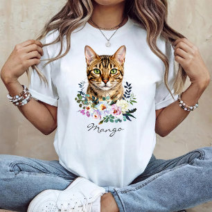 Camiseta Gato Bengal em Aquarela