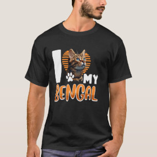 Camiseta Gato Bengal Eu AMO MEU Gato Bengal Mamãe Gatos Ben
