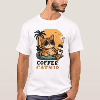 Camiseta Gato Bengal Legal Café e Erva-dos-Gatos Retro Pôr