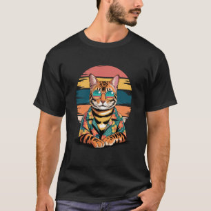 Camiseta Gato Bengal Óculos de Sol Havaiano Praia Verão Fér