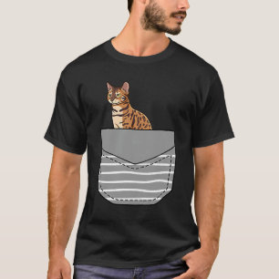 Camiseta Gato Bengal Sentado No Bolso