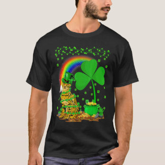 Camiseta Gato Bengal Shamrock Arco-íris Gato Bengal St Patr