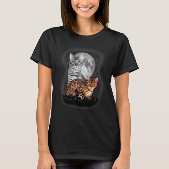 Camiseta gato bengala fofo com gato bengala da lua (Frente)