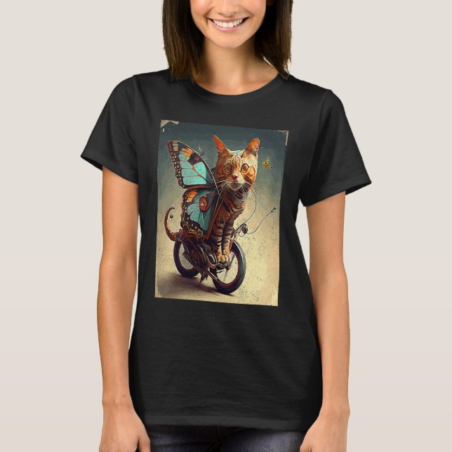 Camiseta Gato Bicicleta Borboleta (Frente)