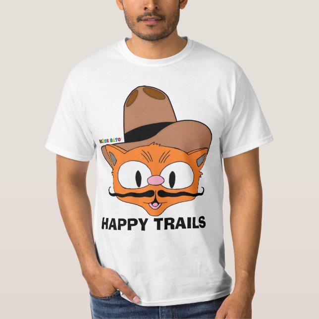 Camiseta Gato Bigode de Desenho Animado TRILHAS FELIZES de  (Frente)