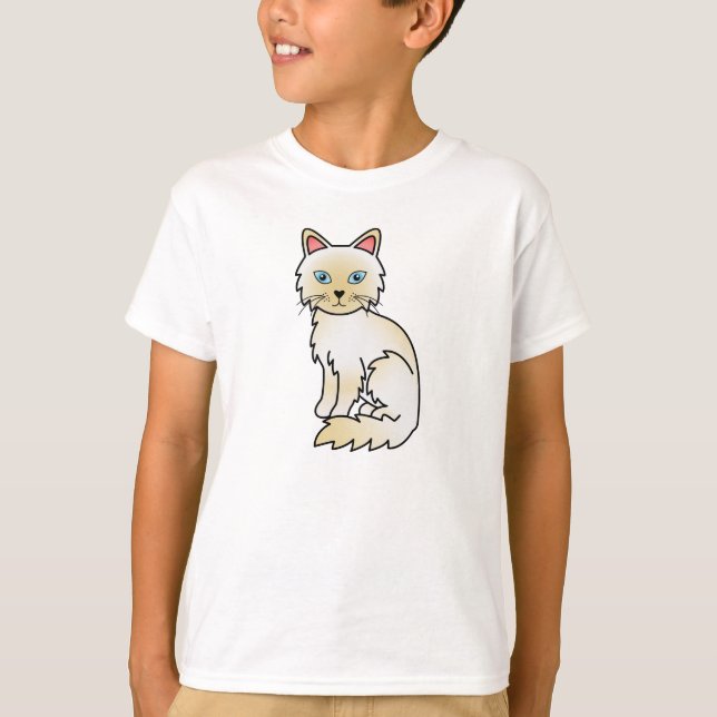 Camiseta Gato Birman / Ragdoll de Pontas Creme (Frente)