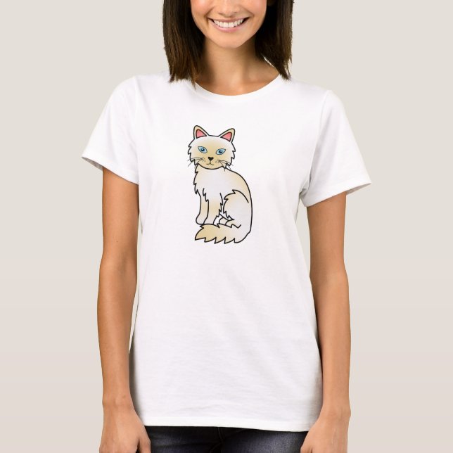 Camiseta Gato Birman / Ragdoll de Pontas Creme (Frente)
