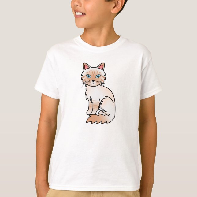 Camiseta Gato Birman / Ragdoll Tabby Ponto Vermelho (Frente)