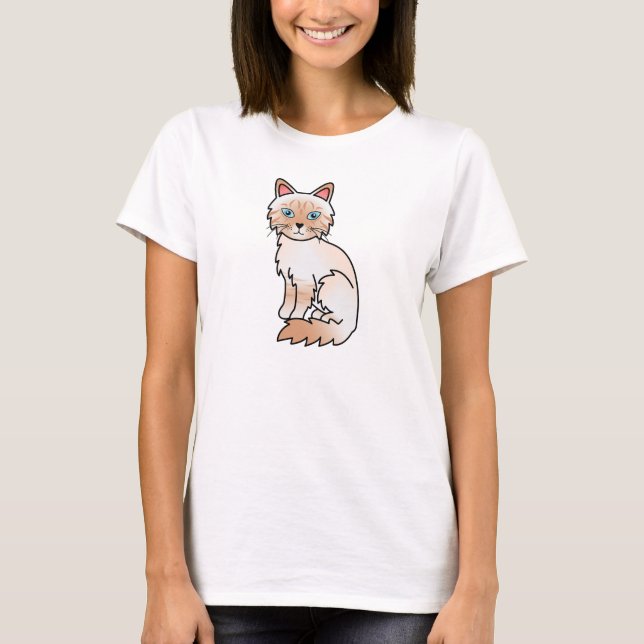 Camiseta Gato Birman / Ragdoll Tabby Ponto Vermelho (Frente)