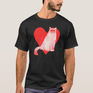 Camiseta Gato Birmanês Amigo Melhor Coração Vermelho Adoráv